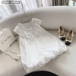 Đầm doll trắng cổ sen viền đá