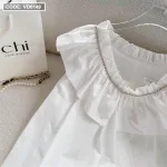 Đầm doll trắng cổ sen viền đá