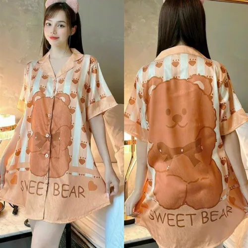 Đầm form suông cổ bẻ hoạ tiết