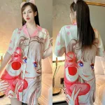 Đầm form suông cổ bẻ hoạ tiết