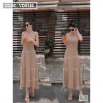 Đầm maxi 3 lỗ cổ tròn 2 màu
