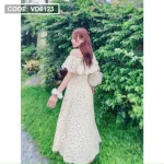 Đầm maxi hoa bẹt vai bèo