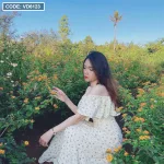 Đầm maxi hoa bẹt vai bèo