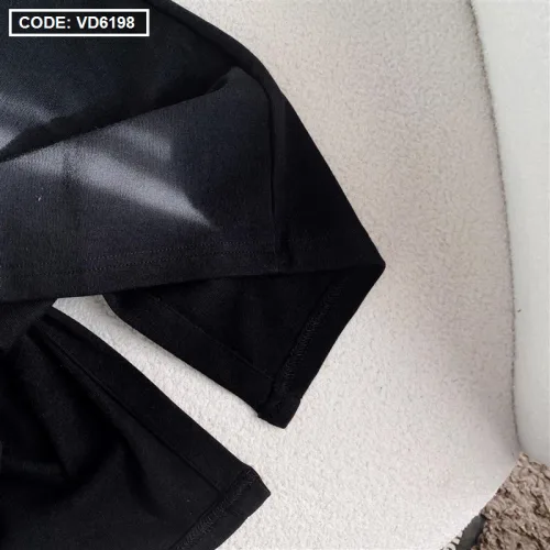 Đầm midi body đen cổ sơ mi viền trắng