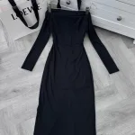 Đầm midi body đen dây chocker choàng sau