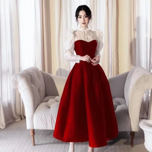 Đầm midi phố voan dây cổ