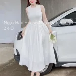 Đầm midi trắng khoét lưng tim