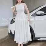 Đầm midi trắng khoét lưng tim