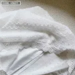 Đầm midi trắng ren bi cổ yếm