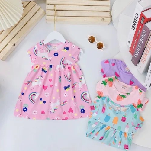 Đầm nữ cho bé gái in hình ngựa unicorn