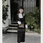 Đầm phối tay cổ gân