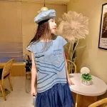 Đầm suông jean phối voan đuôi cá