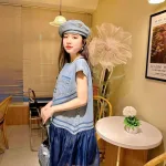 Đầm suông jean phối voan đuôi cá