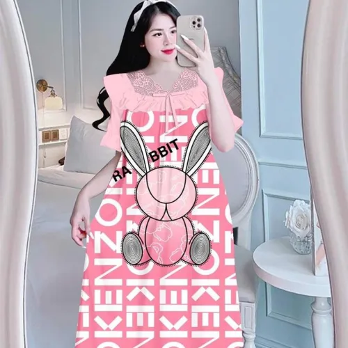 Đầm tiều thư form suông phối ren cổ họa tiết