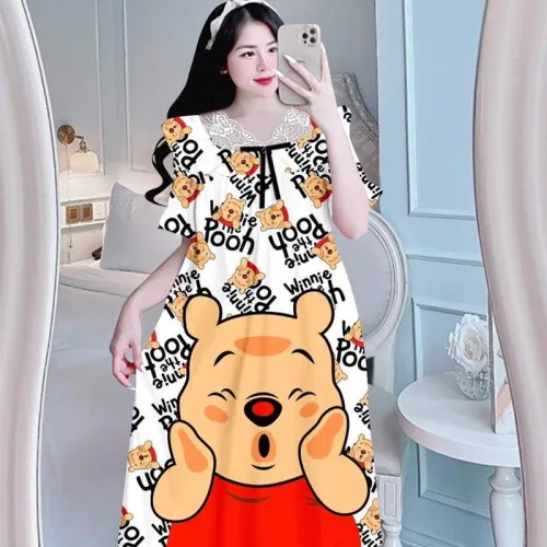 Đầm tiều thư form suông phối ren cổ họa tiết