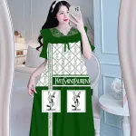 Đầm tiều thư form suông phối ren cổ họa tiết