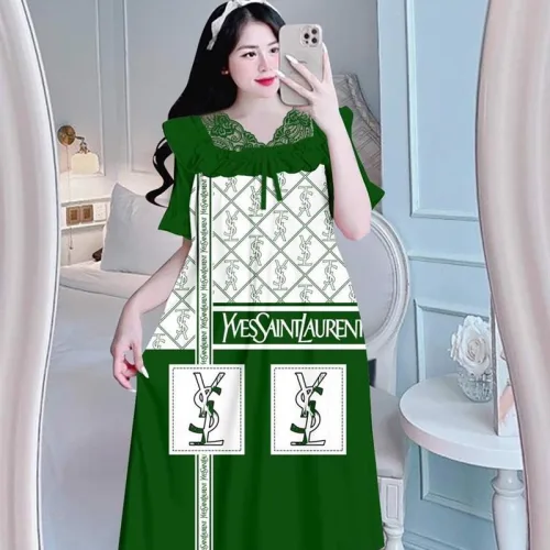 Đầm tiều thư form suông phối ren cổ họa tiết