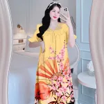 Đầm tiều thư form suông phối ren cổ họa tiết