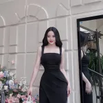Đầm umi ôm xếp eo sát nách