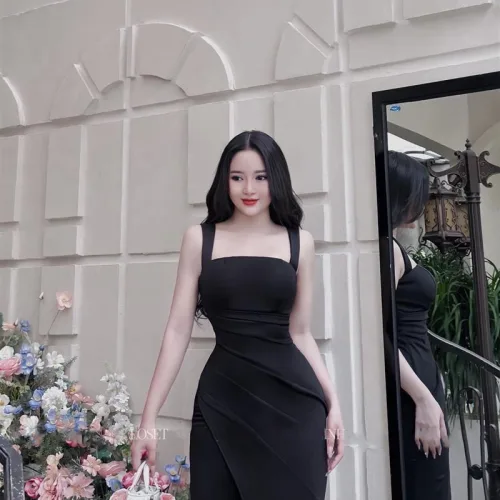 Đầm umi ôm xếp eo sát nách