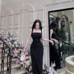 Đầm umi ôm xếp eo sát nách