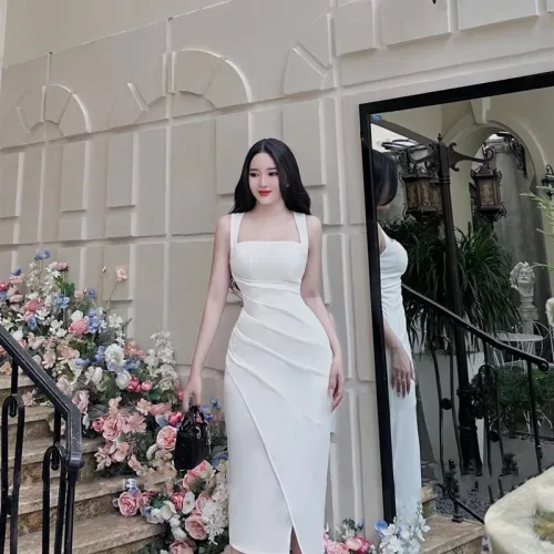 Đầm umi ôm xếp eo sát nách