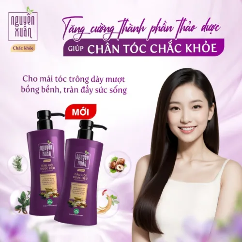 Dầu Gội Dược Liệu Nguyên Xuân Chắc Khỏe Cho Tóc Yếu 450ml - Màu Tím