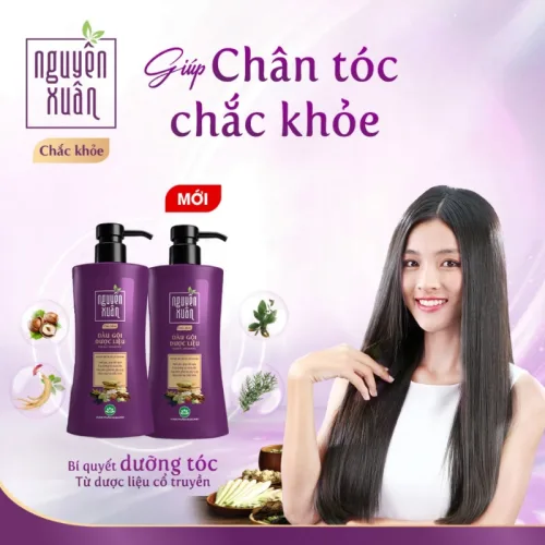Dầu Gội Dược Liệu Nguyên Xuân Chắc Khỏe Cho Tóc Yếu 450ml - Màu Tím