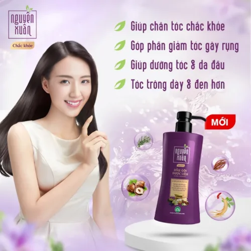Dầu Gội Dược Liệu Nguyên Xuân Chắc Khỏe Cho Tóc Yếu 450ml - Màu Tím
