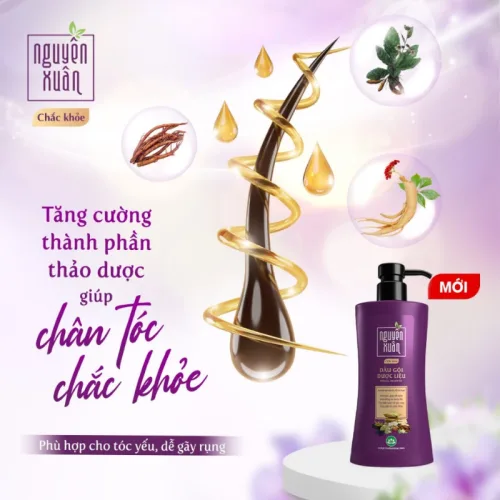Dầu Gội Dược Liệu Nguyên Xuân Chắc Khỏe Cho Tóc Yếu 450ml - Màu Tím