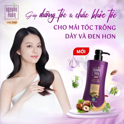 Dầu Gội Dược Liệu Nguyên Xuân Chắc Khỏe Cho Tóc Yếu 450ml - Màu Tím
