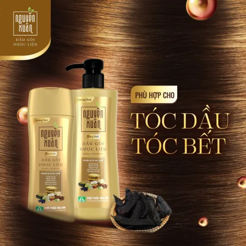 Dầu Gội Dược Liệu Nguyên Xuân Cho Tóc Dầu Bết 520g - Chai Vàng Đậm
