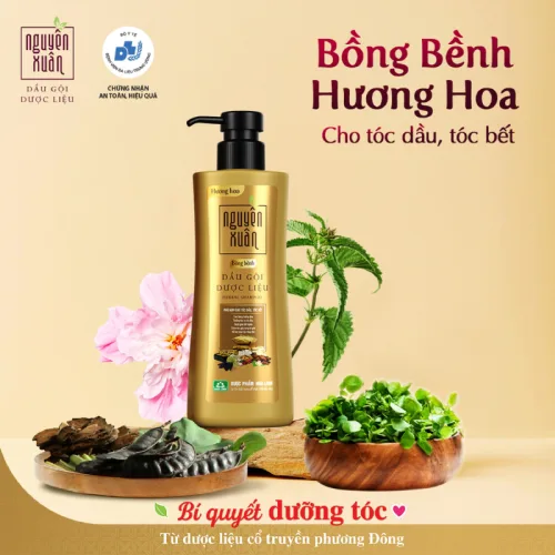 Dầu Gội Dược Liệu Nguyên Xuân Cho Tóc Dầu Bết 520g - Chai Vàng Đậm