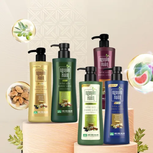 Dầu Gội Dược Liệu Nguyên Xuân Cho Tóc Thường 520g - Chai Đỏ