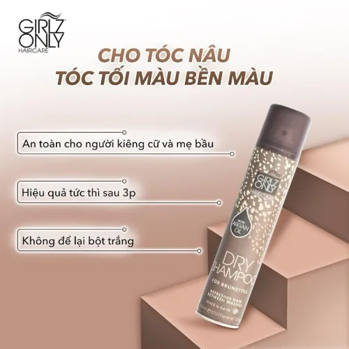 Dầu Gội Khô Girlz Only Màu Nâu 200ml - Dầu Gội Khô Cho Tóc Tối Màu
