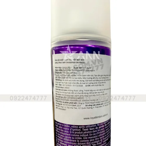 Dầu Gội Khô Girlz Only Màu Tím 200ml - Dầu Gội Khô Hương Nho