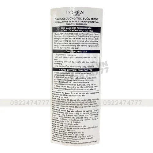Dầu Gội Loreal Paris Elseve Extraordinary Oil Smooth Giúp Tóc Suông Mượt 440ml Loreal