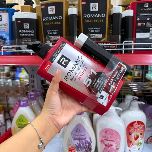 Dầu Gội Romano Sạch Gàu Anti - Dandruff Shampoo Attitude 5 In 1 650g - Dầu Gội Nam Chai Đỏ (Tặng Sữa Tắm Sạch Sảng Khoái)