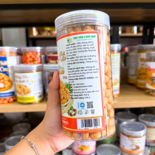 Đậu Phộng Da Cá Cốt Dừa Thơm Ngon 500g Hộp Pet