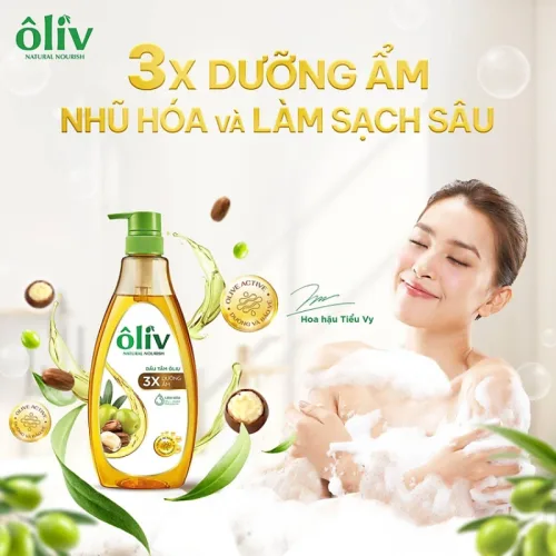 Dầu Tắm Ôliu Ôliv 3x Dưỡng Ẩm 650ml - Tặng Dầu Gội Ôliu Giúp Giảm Gãy Rụng Tóc