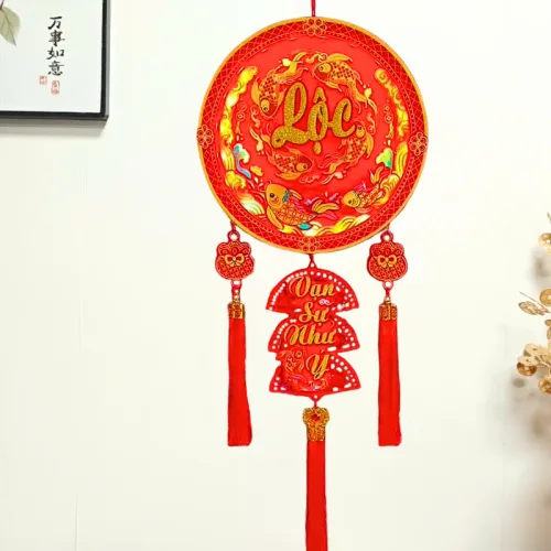 Dây Đèn Tròn Chữ Lộc Có Đèn Led Nhạc 40x90cm