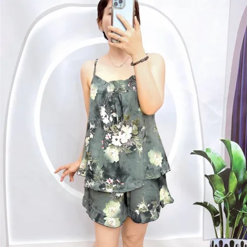 Đồ bộ áo hai dây quần đùi vải tonl