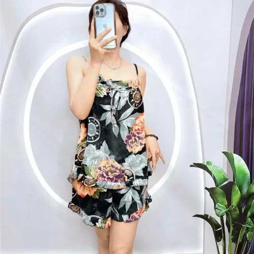 Đồ bộ áo hai dây quần đùi vải tonl
