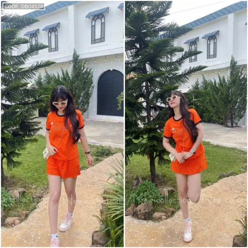đồ bộ áo thun chất váy in hình nhiều nơ nhỏ