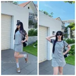 đồ bộ áo thun chất váy in hình nhiều nơ nhỏ