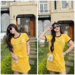 đồ bộ áo thun chất váy in hình nhiều nơ nhỏ