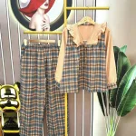 Đồ bộ caro mango quần dài áo tay dài cổ bèo