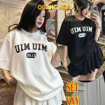 đồ bộ chân váy có quần áo tay ngắn in chữ miu miu