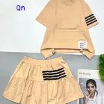 đồ bộ chân váy ngắn có quần  áo tay ngắn in 4 sọc