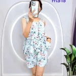 Đồ bộ form rộng quần đùi áo hai dây hoạ tiết bông hoa